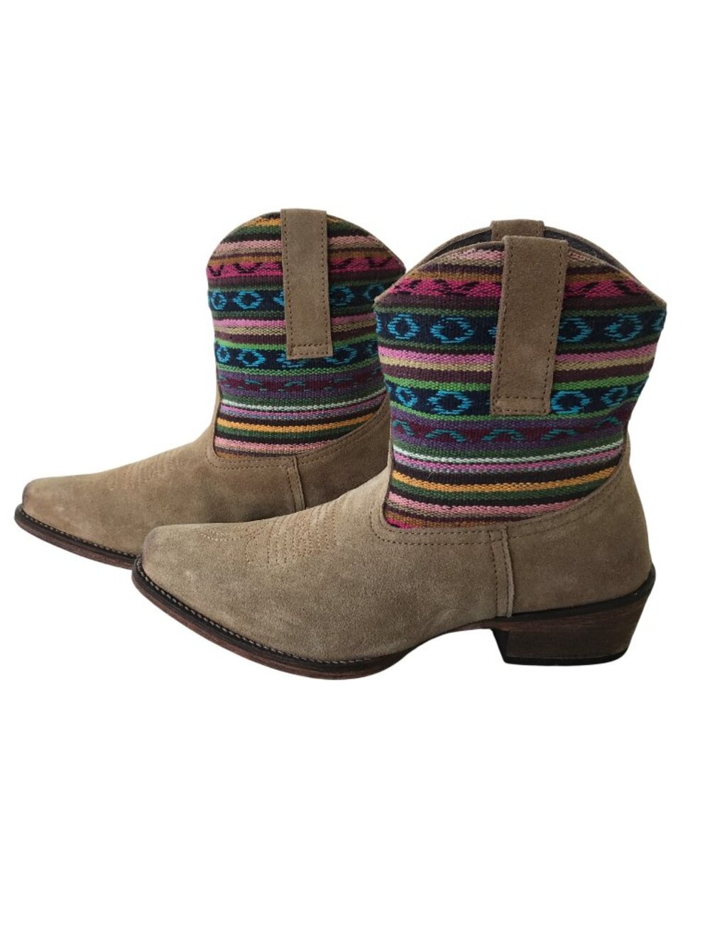 Roper Saddle Blanket Womens Suede Leather Shorty Cowgirl Boots Size 7